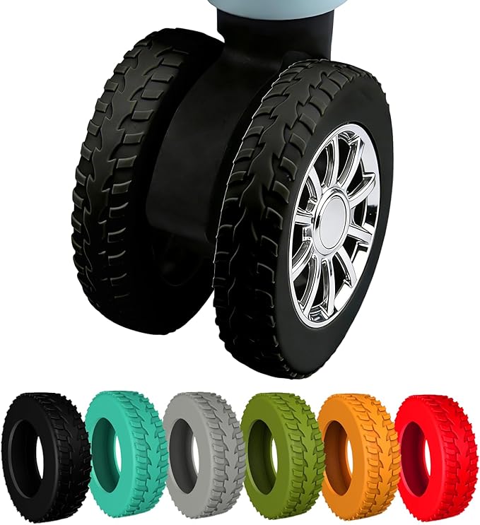 8 Pcs Luggage Wheel Covers,Silicone Protective Covers for 2-2.4" Suitcases Spinner Wheel,Upgraded Wear-Resistant, Silent, Shock Absorption Luggage Travel Accessories(Black)