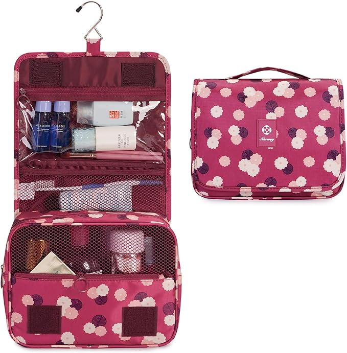 Narwey Small Hanging Travel Toiletry Bag for Women, Travel Bag for Toiletries, Makeup Bag Organizer Make Up Bags Cosmetic Bags for Girls