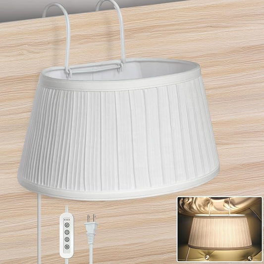 NITOWOLF Bed Reading Light, Headboard Light Reading Lights for Books in Bed with Adjustable Hook, Eye Caring Soft Fabric Shade Bedtime Reading Lamp Plug in, LED Bulb Included (White)