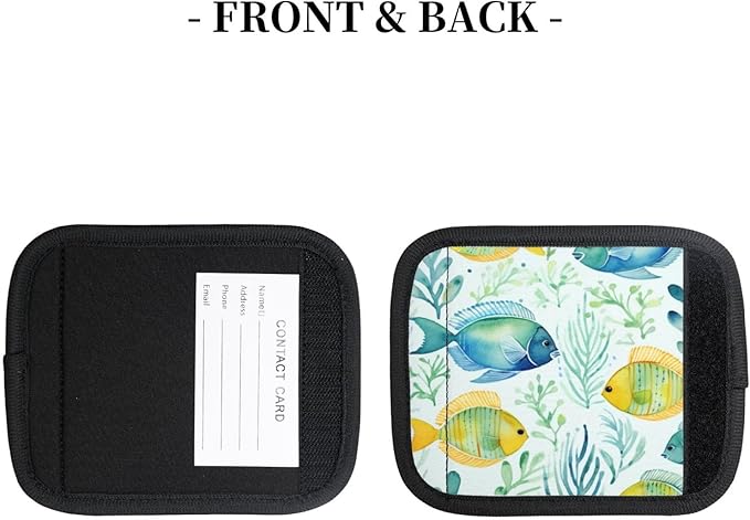Luggage Handle Wraps Tropical Fish Watercolor Sea Luggage Identifiers Soft Neoprene Luggage Handle Wraps For Suitcase Trolley Handle Grip Cover 2 Pack Luggage Tags