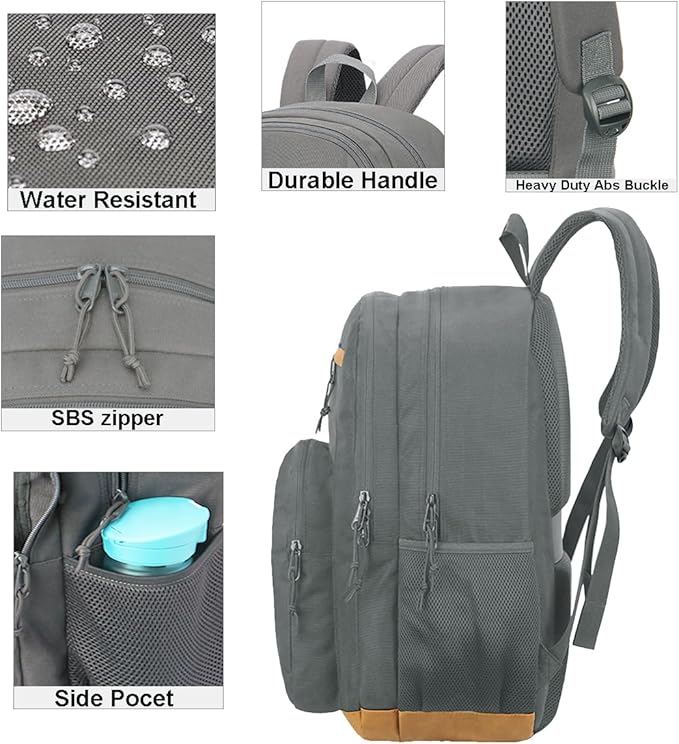 KEOFID classic carry-on travel backpack for men and women, Anti theft laptop backpack with USB charging port, work backpack, backpack for college, water resistent(Grey 19inches)