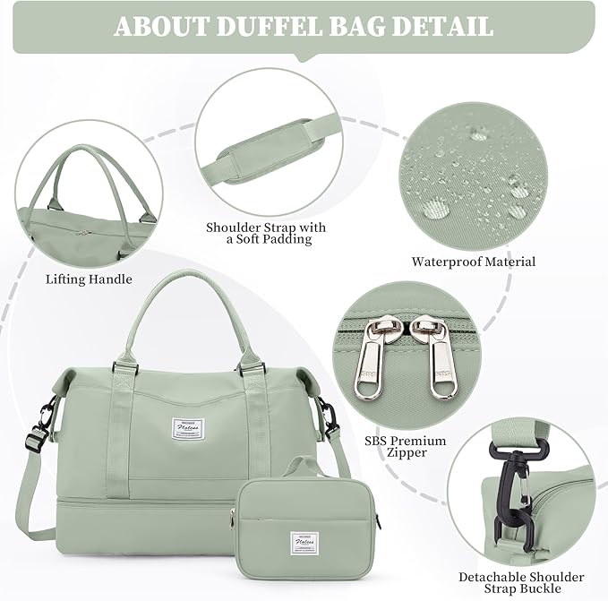 Weekender Bags for Women,Personal Item Travel Bag with Shoes Compartment,Overnight Travel Duffel Bag with Toiletry Bag,Medium