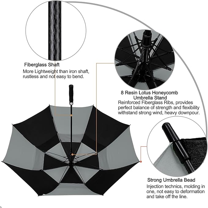 G4Free 47/54/62/68/72 Inch Automatic Open Golf Umbrella Oversize Extra Large Double Canopy Vented Windproof Waterproof Stick Umbrellas