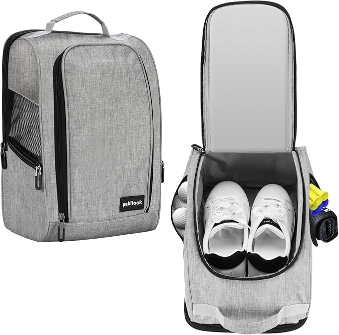 Golf Shoe Bag Zippered travel sport shoe bags With Mesh Ventilation, large back pocket and side pocket for men women