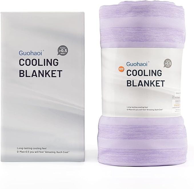Guohaoi Cooling Throw Blanket for Hot Sleepers,Arc-Chill Q-Max >0.5 Cool Fiber,100% Oeko-Tex Certified Lightweight Summer Cool Blanket for Travel/Outdoor Ultra Cold Breathable,50''x70''