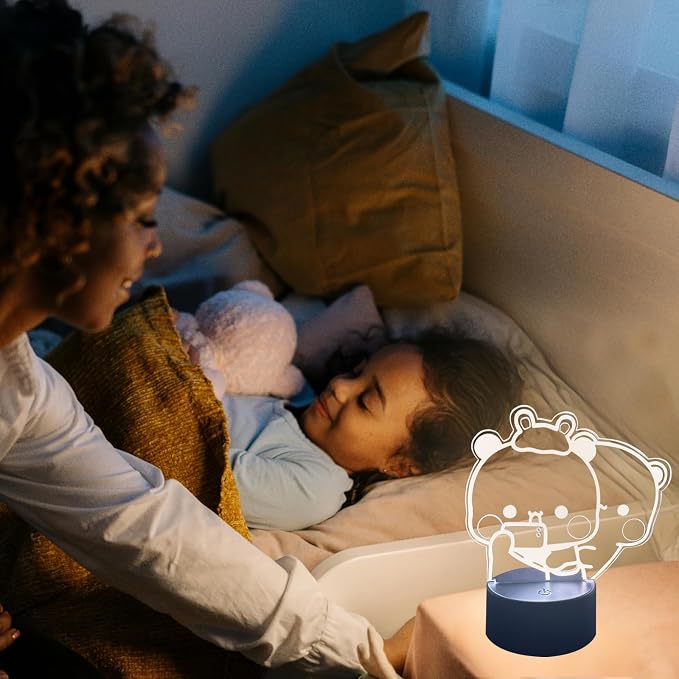 3D BuBuuu and Duduuu Night Light Gifts, Bear Shaped Table Lamp with Remote Control Gifts for Girls Birthday Christmas Valentine (Style 1)