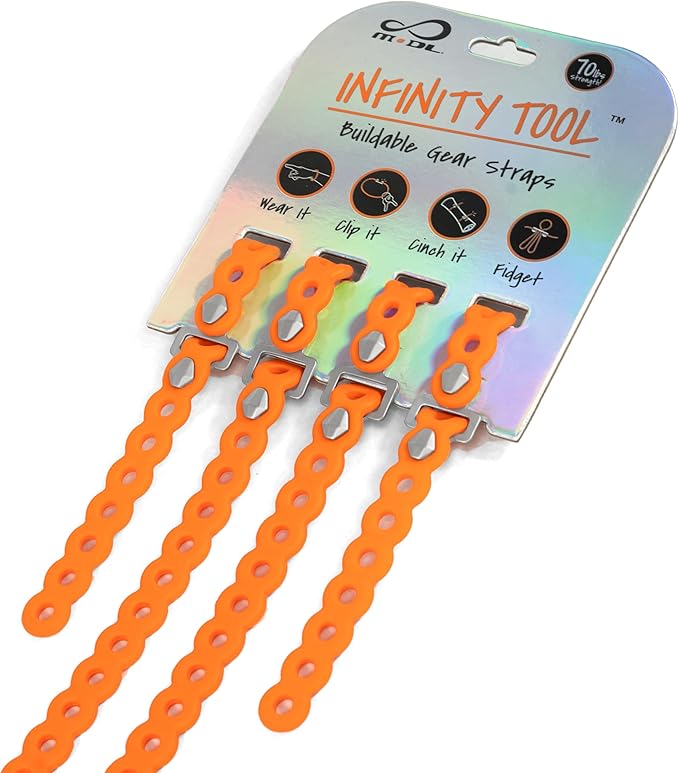 MODL Infinity Tool™ 2.0 Modular Straps (4-Pack) - Flexible Multi-Tool, Gear Strap, Wearable Gadget for Outdoor Adventure, Survival, Camping, Travel, EDC