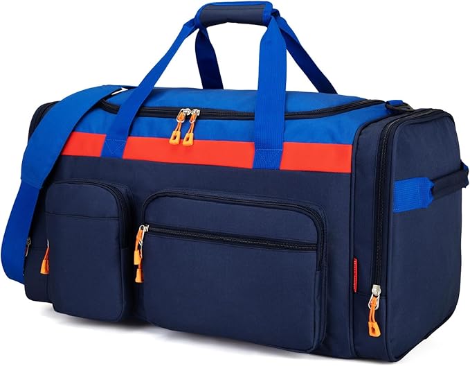 HawLander Large Kids Duffle Bag for Travel, Overnight, or Weekender, 22" inch (Dark Blue)