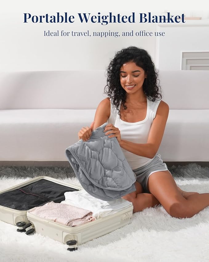 Kivik Weighted Lap Blanket, 7 lbs Weighted Lap Pad for Adults, Small Travel Weighted Blanket for Relaxation, Portable & Breathable, Grey, 24"x29"