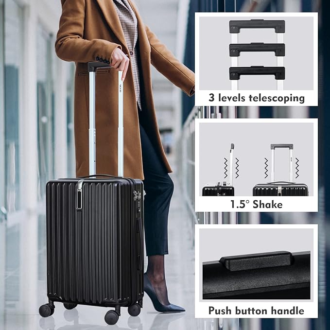 20 Inch Carry On Luggage 22x14x9 Airline Approved, PC Lightweight luggage with Spinner Wheels, 20 Inch Hardside Travel Luggage Bag with TSA Lock Rolling suitcase for Women