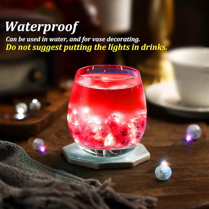 ZGWJ 50PCs Red Balloon Lights Mini, Battery Powered, Long Standby Time Waterproof Tiny Led Round Flash Light for Paper Lantern Balloon Party Easter Eggs Wedding Christmas Halloween Decorations