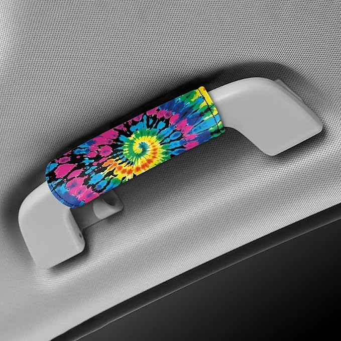 BIGCARJOB Hippie Tie Dye Print Luggage Handle Wrap Set for Women Girls Travel Suitcase Handle Sleeve Cover Universal Identifier Travel Bag Wraps Washable Luggage Tags