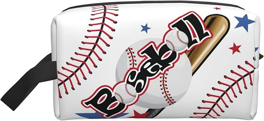 Kids Travel Toiletry Bag for Boys Girls - Waterproof Makeup Pouch Hanging Cosmetic Wash Bags Dopp Kit Shaving Bag for Toiletries Accessories(Baseball)
