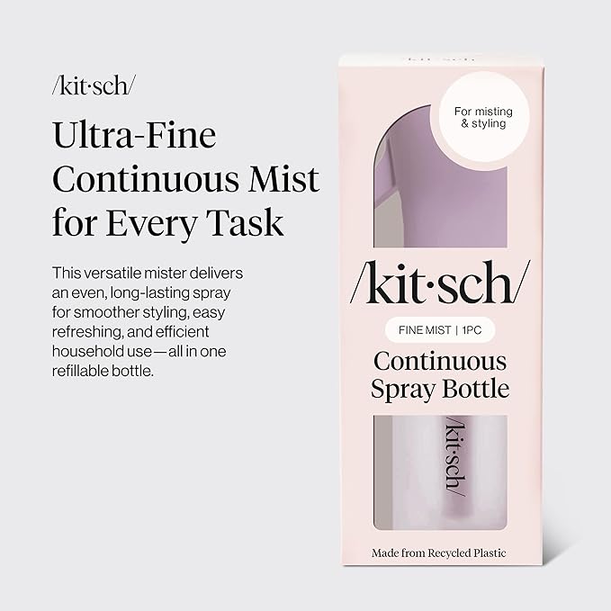 Kitsch Continuous Spray Bottle for Hair – Fine Mist Water Mister & Water Spray Bottle – Recycled Hair Spray Bottle – Spray Bottles for Cleaning, Styling, Plants & More – Sheer Violet, 150ml