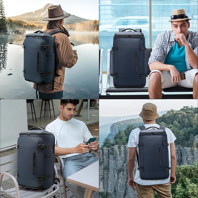 BANGE Travel Backpack with Shoe Compartment, 40L Large Capacity Back Pack, Men's Weekender Daypack Fits 17.3 Inch Laptop, Carry On Travel Backpack with Water Bottle Holder for Men and Women