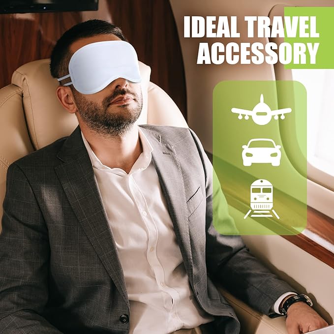 Tarpop 200 Pcs Eye Mask Sleeping Blindfold Eye Cover with Adjustable Strap for Games Party Team Building Travel Individually Wrapped Sleep Mask for Women Men (White)