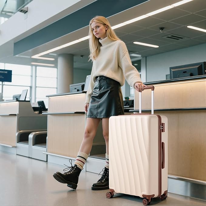 Luggage Sets 5 Piece Suitcases with Wheels,ABS Hard Case Suitcases with Spinner Wheels,Durable Travel Luggage(White, 5 Piece Set(20"/24"/28"))