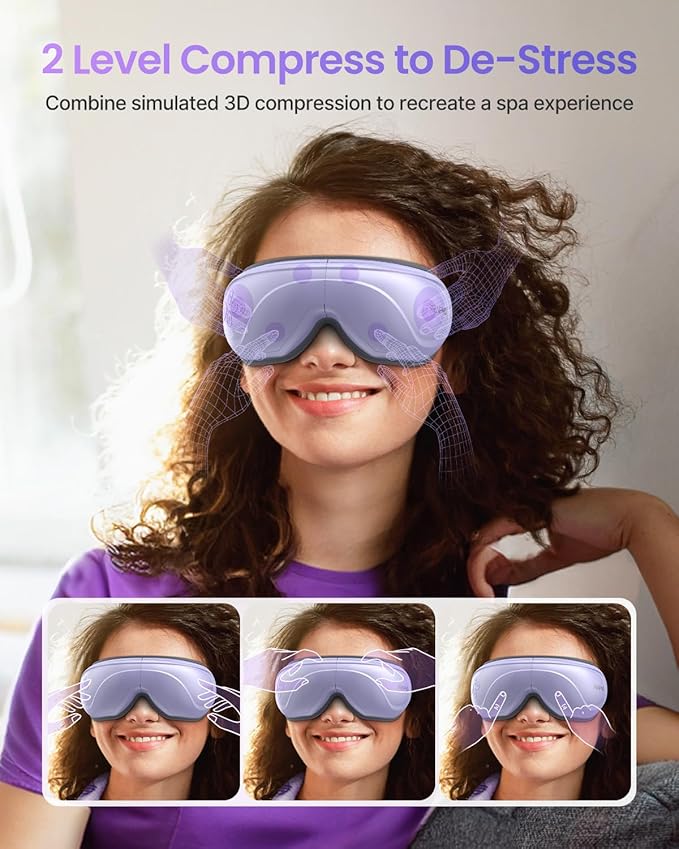RENPHO Eye Massager with Heat, Birthday Valentines Day Gifts for Grandkids Mom Dad Women Men Face Massager, Heated Eye Mask for Improve Sleep Eyeris 2
