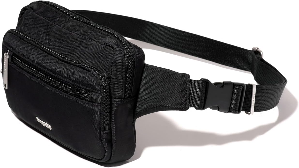 Baggallini Securtex Anti-theft Belt Bag 8.8"x5.5" Crossbody Fanny Pack for Women RFID Wallet Locking Zipper Travel Purse