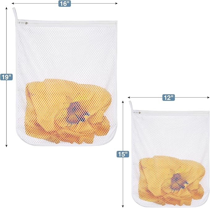 Honeycomb Mesh Laundry Bags 4 Pack (2L+2M), Durable Washing Bags with Auto-Lock Zippers, Heavy Duty Mesh Wash Bags for Delicates, Lingerie, Bra, Sock, Travel Storage Organizer