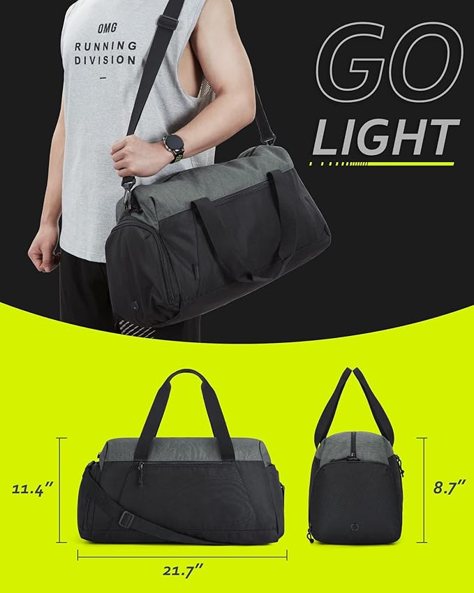 BAGSMART Gym Bags for Men Women, Foldable Travel Duffle Bag, Lightweight Weekender Duffel Bag With Shoe Compartment, Water Resistant Workout Duffle Sports Bag for Travel Yoga, Black