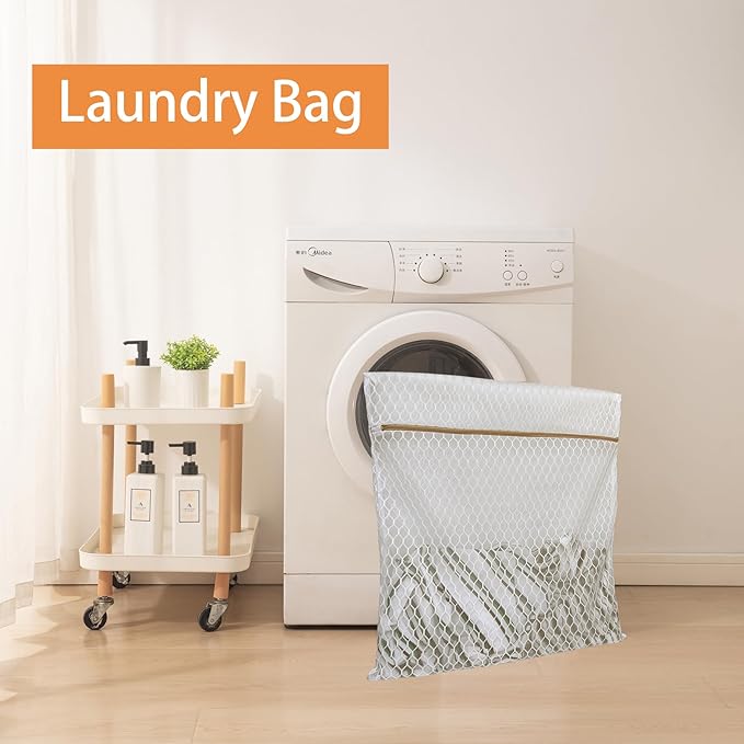 2 Pack Laundry Bag, Durable Big Honeycomb Mesh Laundry Bags Suitable for Delicate Clothes Washing 24 x 24 Inches (2 XX-Large)
