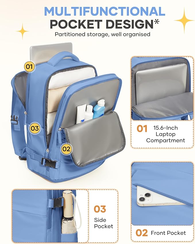 Large Travel Backpack For Women Men Airline Approved Carry On Backpack Flight Approved Waterproof Sports Luggage Backpack Casual Daypack Small Hiking Backpacks