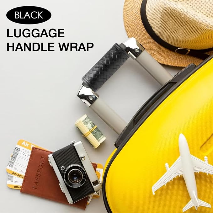 Luggage Handle Wraps -Suitcase Handle Wraps Travel Bag Handle Covers Suitcase Identifier Luggage Makers Covers(3Pcs-Black)