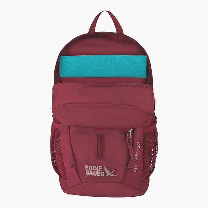 Eddie Bauer Stowaway Packable Backpack | Travel | Outdoor | Lightweight | Foldable | Durable | Ripstop Polyester | 20L - Black Cherry