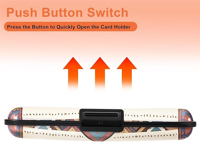 Mayski Credit Card Holder, RFID Blocking, Aluminum Alloy Hard Case, Small Mini Business Metal Wallet for Women Men, Boho Feathers