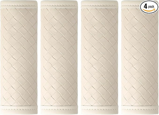 Leather Luggage Handle Wraps for Suitcase, 4 Pack Luggage Handle Cover Identifiers Tags Markers for Travel Accessories (Beige)