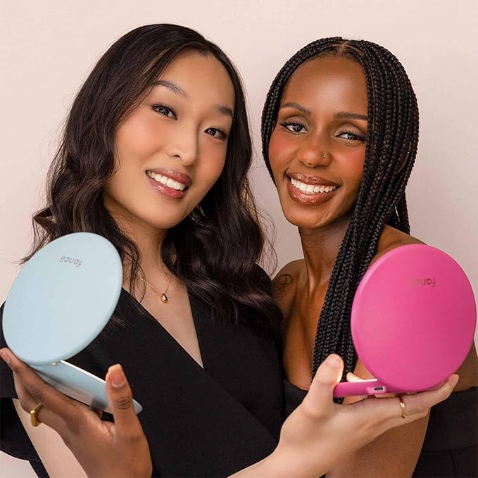 Fancii Taylor Compact Travel Mirror with Light, Rechargeable, 10x /1x Magnifying, 3 LED Light Settings - Best for Makeup, On The Go Touch-Ups, (Magnolia Burst)