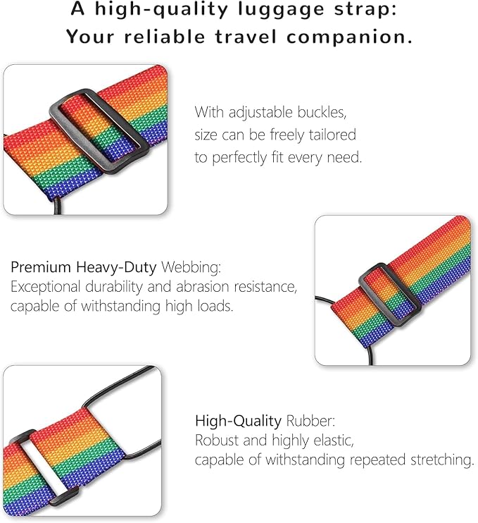 2Pcs Luggage Straps Bag Bungee Luggage Straps Suitcase Adjustable Belt，Add a Bag Easy to Travel Suitcase Elastic Strap Belt Luggage Accessories(Colorful-2Pcs)