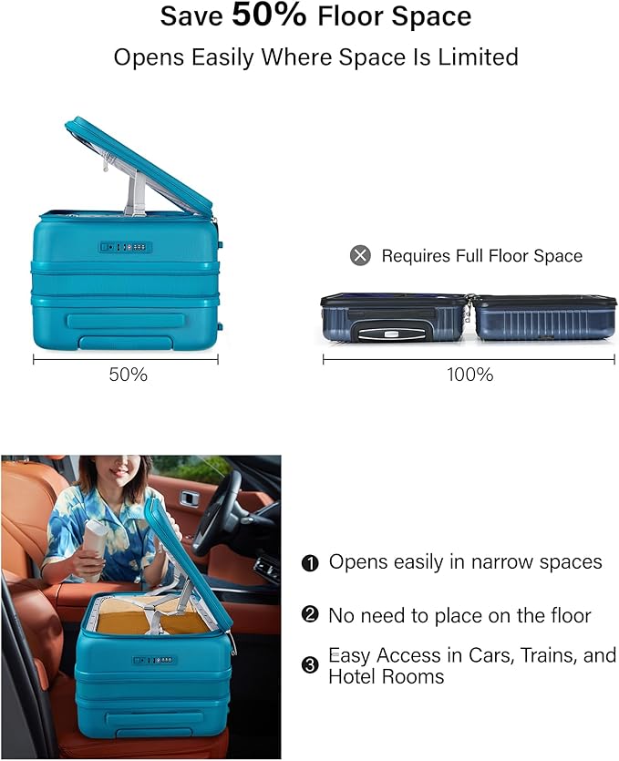 Hanke Hardside Expandable Carry On Luggage, 20 Inch Top Opening Trunk Luggages with Spinner Wheels, All-PC Hard Shell Carry-On Suitcase, Lightweight & TSA Airline Approved (Caribbean Blue, 46L)