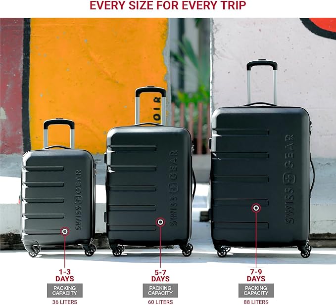 SwissGear 7366 Signature Hardside Expandable Luggage with Spinner Wheels, TSA Lock, Cup-Holder, Grey, 2-Piece Set (19/27)