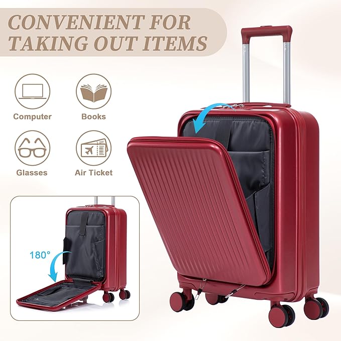 Hardside Luggage, Lightweight Durable Suitcases with Spinner Wheels, 20/14 Inch