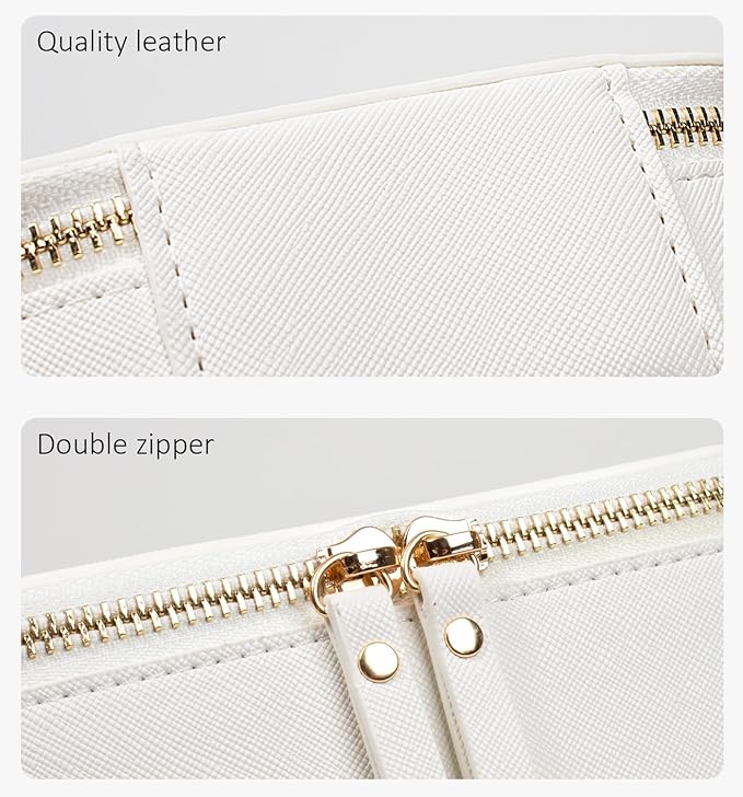 LETGO Clear Makeup Bags Set - TSA Approved Toiletry Bag with Handle Large Opening, Clear Toiletry Bags Case Pouch for Traveling Travel Car Orangizer Storage Essentials (Mini+Large White)