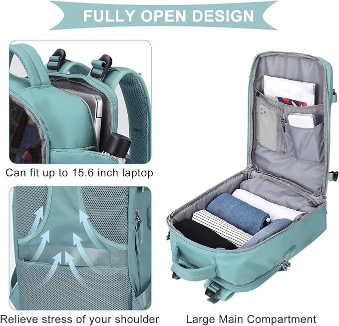 coowoz Travel Backpack For Women Men,Carry On Backpack,Hiking Backpack Waterproof Outdoor Sports Rucksack Casual Daypack Travel Essentials（Blue）