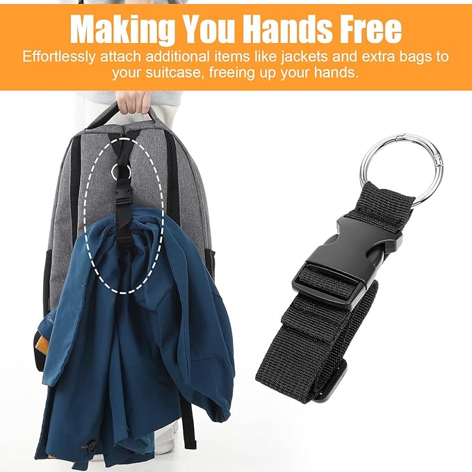 Nogeqi 2 Pcs Add a Bag Luggage Straps, Jacket Gripper Strap, Adjustable Suitcase Belt Straps, Make Your Hands Free, Travel Accessories, Easy to Carry Your Extra Bags, Black