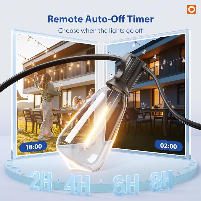 addlon 100FT Outdoor String Lights ST38 LED with Remote Waterproof Dimmable | Shatterproof Replaceable Bulbs, Connectable Hanging Strand for Porch Backyard Patio Garden Deck Outside, Timer,3 Modes