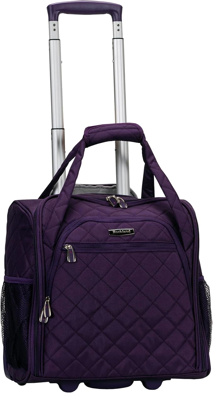 Rockland Melrose Upright Wheeled Underseater Carry-On Luggage, Purple, 15-Inch
