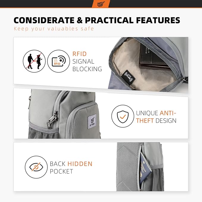 SKYSPER Sling Bag RFID Crossbody Sling Backpack Cross Body Shoulder Bag Travel Hiking Daypack for Women Men(Sagegreen)