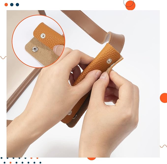 IUAQDP 2 Pieces Handbag Handle Leather Wrap Cover, Luggage Bag Grip Protector Saddle with Brass Clasp, Soft Purse Strap Pad Identifier for Shopping Bag Travel Bag Suitcase Tote Bag Wallet, Beige