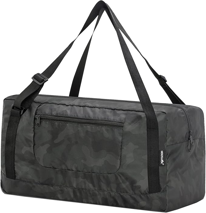 HOLYLUCK Foldable Travel Duffel Bag For Women & Men Luggage Great for Gym (midnight camo)