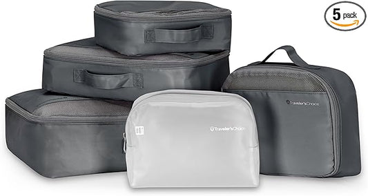 Traveler's Choice Cloverland Packing Cubes, 5-Piece Set, Dark Gray