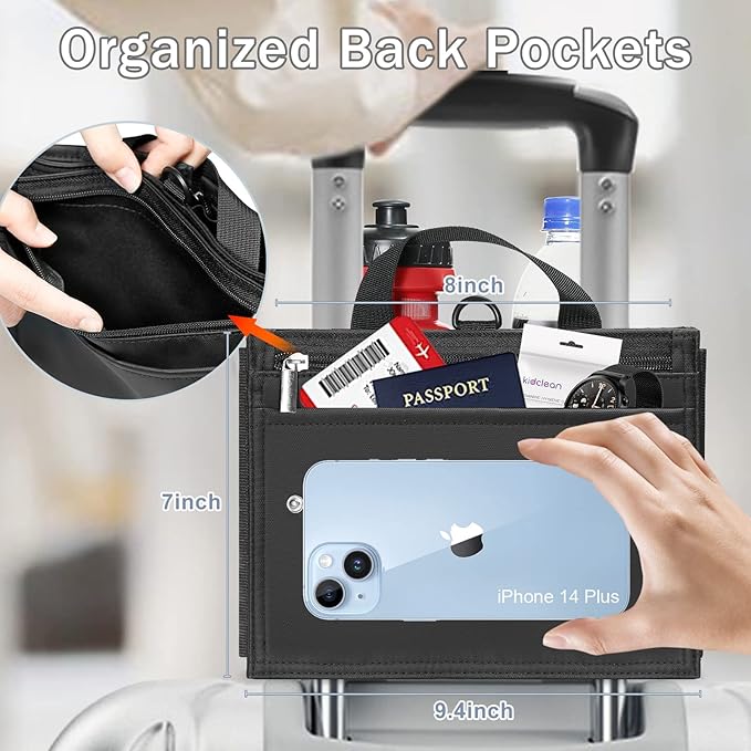 Luggage Cup Holder Travel Drink Bag for Suitcase Portable Foldable Luggage Drink Caddy with Handle, Fits Roll on Suitcase Handle, Gifts for Flight Attendants Creative Travel Accessories (Black)