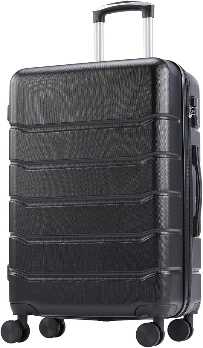 NEWBULIG 28 Inch Carry on Luggage, Lightweight Expandable Rolling Suit Case with TSA Lock, Hard Shell ABS Suitcase with Double Spinner Wheels, Black