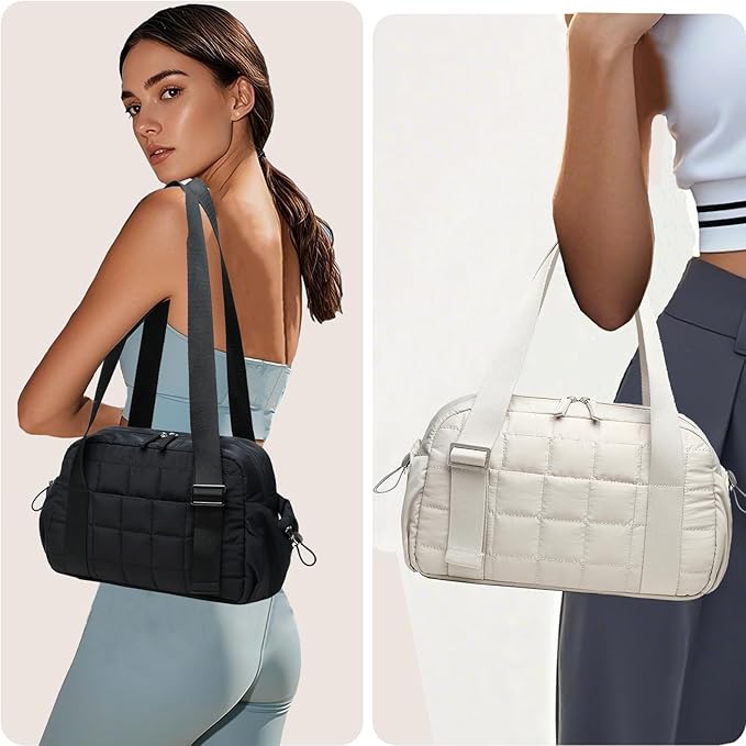CAMTOP Mini Gym Bag for Women, Small Gym Tote Bag Puffy Quilted Sports Duffel Bag with Wet Compartment and Coin Purse Duffel Bags Dance Yoga Workout Bag for Gifts
