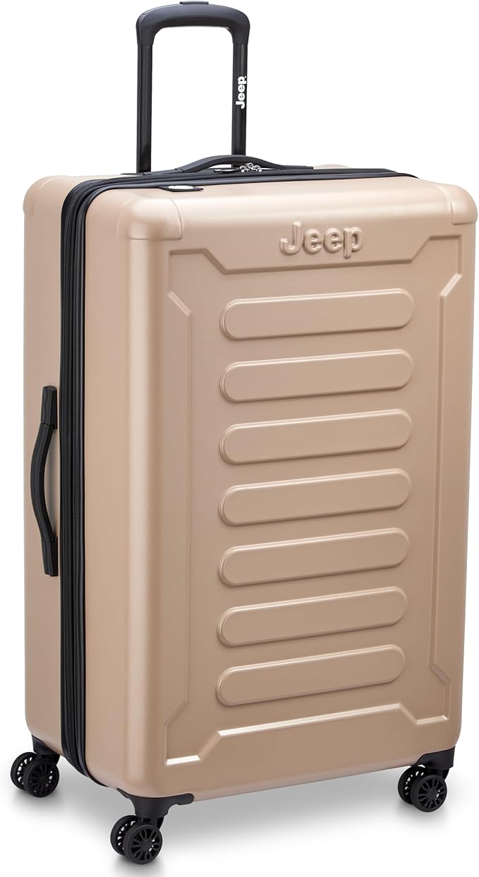 Jeep JH004C Hardside Expandable Luggage with Spinner Wheels, Beige, 2 Piece Set 20/28 Inch