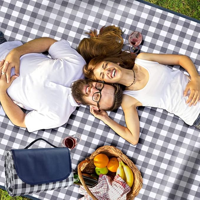 RUIBOLU Large Picnic Blanket Beach Blankets, 80''x60'' Picnic Mat Waterproof Sand Proof Foldable Portable for Outdoor Camping Hiking Travel Grass Park Music Festival Lawn Mats